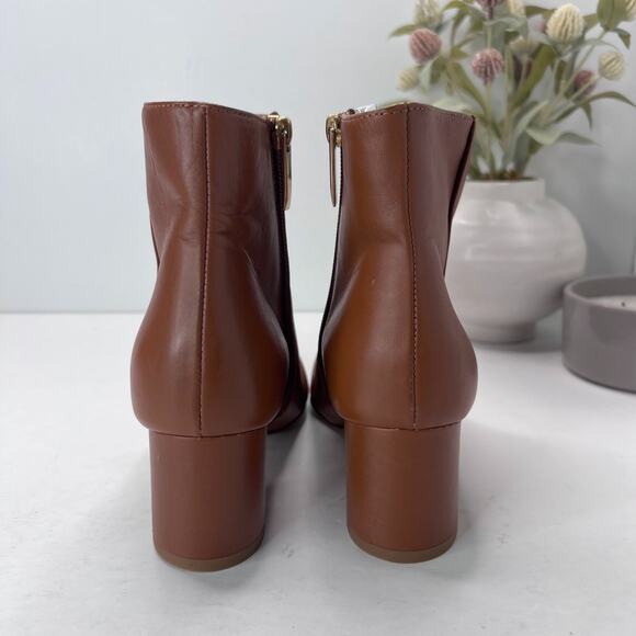 L'agence Jeanne II Leather Pointed Toe Bootie Luggage Brown Women's 7.5/EU 37.5 - Picture 4 of 11